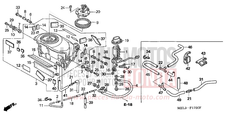 RESERVOIR A CARBURANT/POMPE A CARBURANT de CBR1000RR "Fireblade" WINNING RED (R258BA) 2006